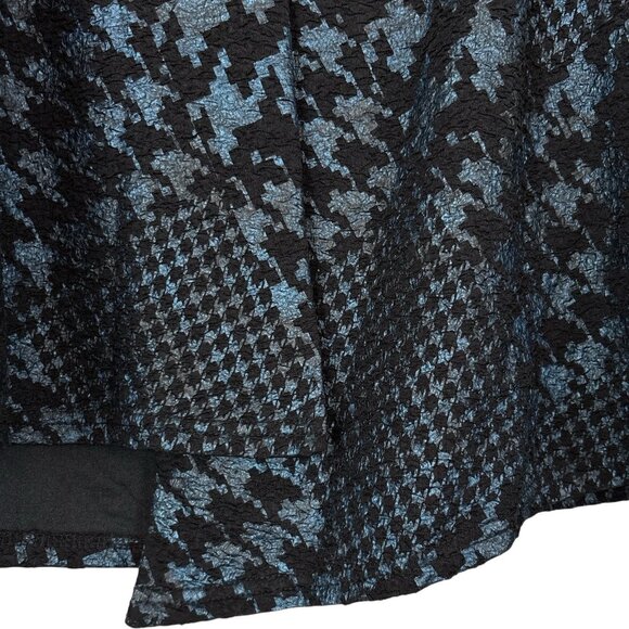 Michael Tyler Patchwork Houndstooth Button Scrunch Knit Jacket Blue Black Size L - Picture 4 of 9
